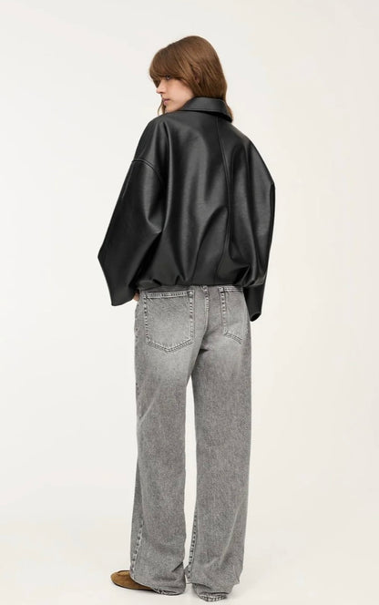 Oversized Belted Faux Leather
Bomber